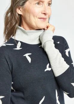 Oiselle Wazzie Wool Jacquard Mock Neck Long Sleeve