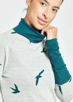 Oiselle Wazzie Wool Jacquard Mock Neck Long Sleeve