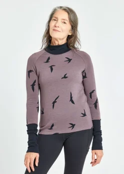 Oiselle Wazzie Wool Jacquard Mock Neck Long Sleeve