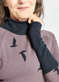 Oiselle Wazzie Wool Jacquard Mock Neck Long Sleeve
