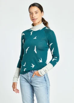 Oiselle Wazzie Wool Jacquard Mock Neck Long Sleeve