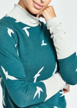 Oiselle Wazzie Wool Jacquard Mock Neck Long Sleeve